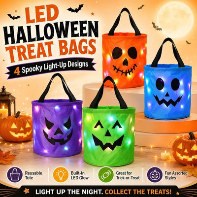 Lumi Loot Glow Haul Buckets – LED Light-Up Halloween Candy Bags