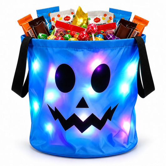Lumi Loot Glow Haul Buckets – LED Light-Up Halloween Candy Bags